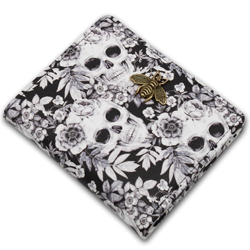 Altally Kleine Frauen Geldbörse RFID Blocking Bifold Pocket Wallet Slim Compact Damen Geldbörse Mini Geldbörsen Für Frauen, totenkopf, RFID-Geldbörse von Altally