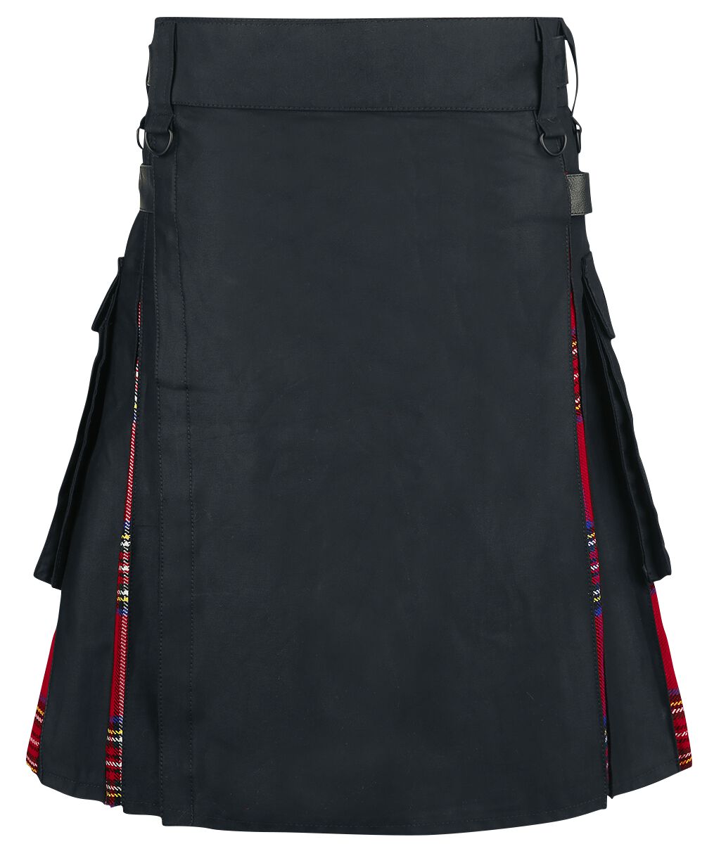 Altana Industries Black Tartan Kilt Mittellanger Rock schwarz in L von Altana Industries