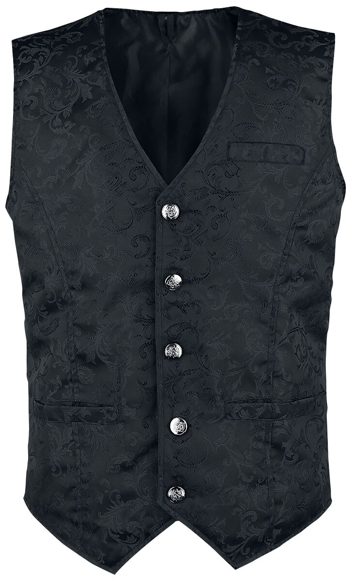 Altana Industries - Mittelalter Weste - Brocade Vest - 3XL bis 5XL - für Männer - Größe 5XL - schwarz von Altana Industries