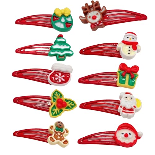 Altaroo 10 Stück Haarklammer Weihnachten, Weihnachten Haarspange Rot mit 3D Stile, Haarschmuck Glitzer Haarspangen Mädchen, Kinder, Damen, Haarschmuck für Frisuren von Altaroo