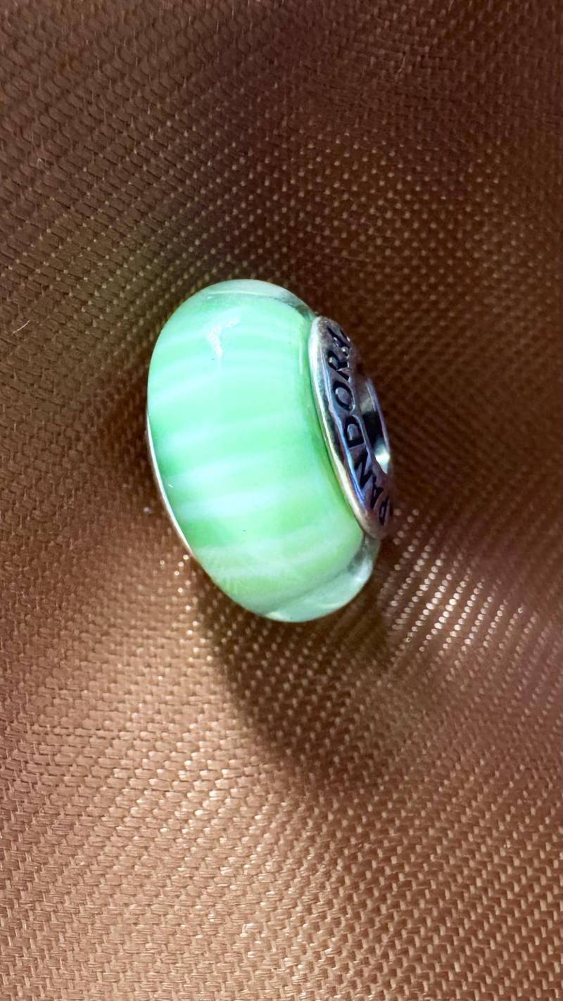 Original Pandora Bead Leichte Aqua Candy Streifen Hellgrün Charm Silber 925 Ale 790685 Neu von Altarshopp