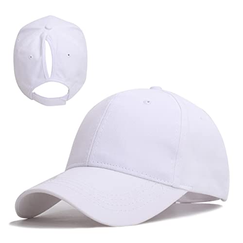 Altartar Baseball Cap Damen Pferdeschwanz Baseballkappe Kappe Trucker Cap Basecap Sommer Baumwolle Baseballhute Outdoor Verstellbar Erwachsenen Classic Sport Hüte Guard Mütze Weiß von Altartar