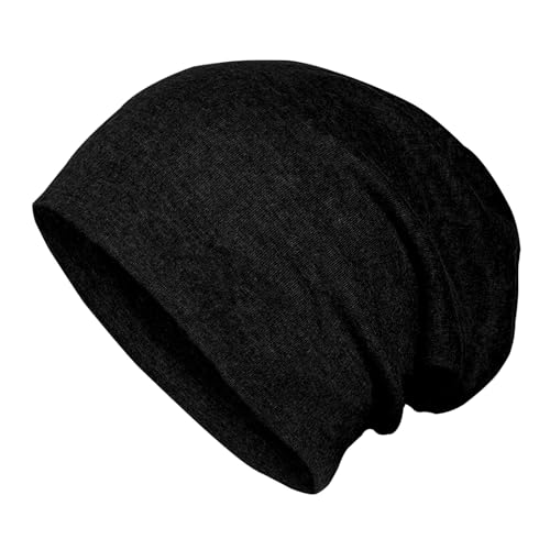 Altartar Beanie Mütze Damen, Dünne Sportmütze Herren Wintermütze Baumwolle Slouchy Hüte Schlafmütze laufmütze Chemo Schlafmütze Kopfbedeckung Skull Cap Schwarz von Altartar