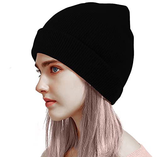 Altartar Herren Wintermütze, Damen Gestrickt verdicken Hut Beanie Hat Strickmütze Weicher warme Watch Hat Feinstrick Cotton Mütze Arbeitsmütze Street Classics Unisex, Schwarz von Altartar