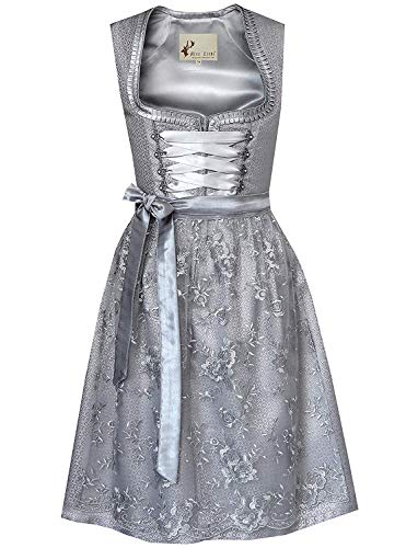 2tlg. Damen Dirndl Kleid A341, Grau, 34 von Alte Liebe