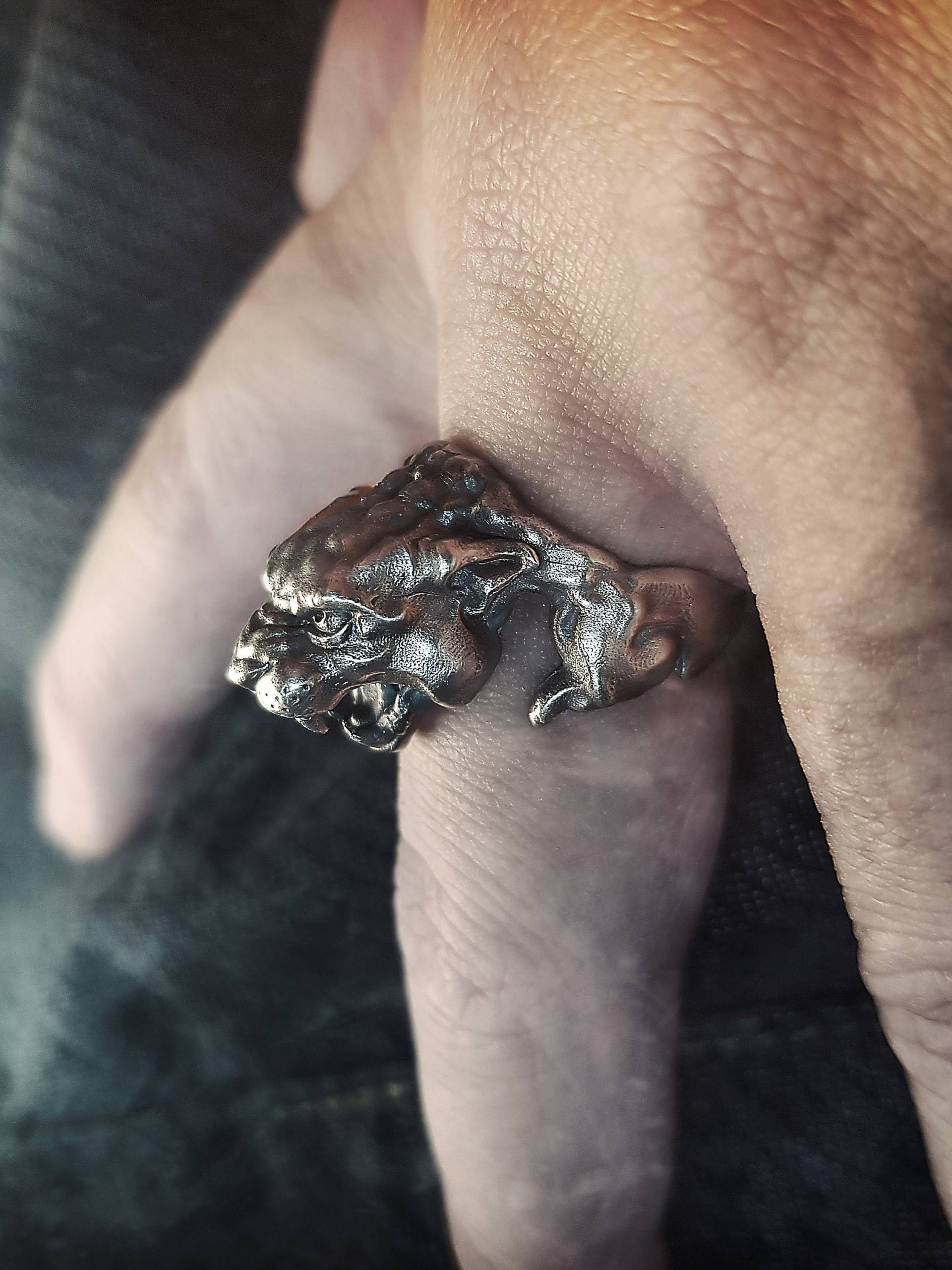 Jaguar | Schwarzer Panther Tiger Große Katze Ring 925Er Silber Für Männer Frauen Jaguar | Schwarzer Panther Tiger Große Katze Ring 925Er Silber Für Männer Frauen von AlteJewellers