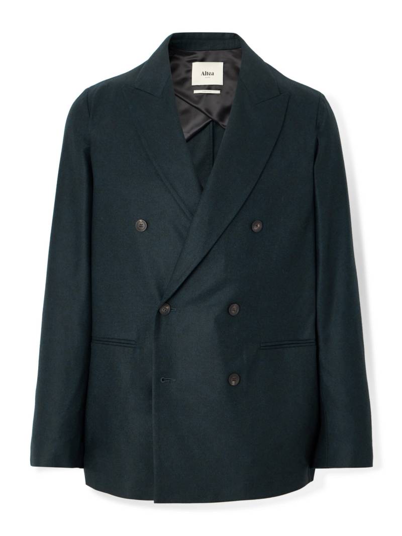 Altea - Alain Double-Breasted Virgin Wool-Blend Flannel Blazer - Men - Blue - IT 50 von Altea