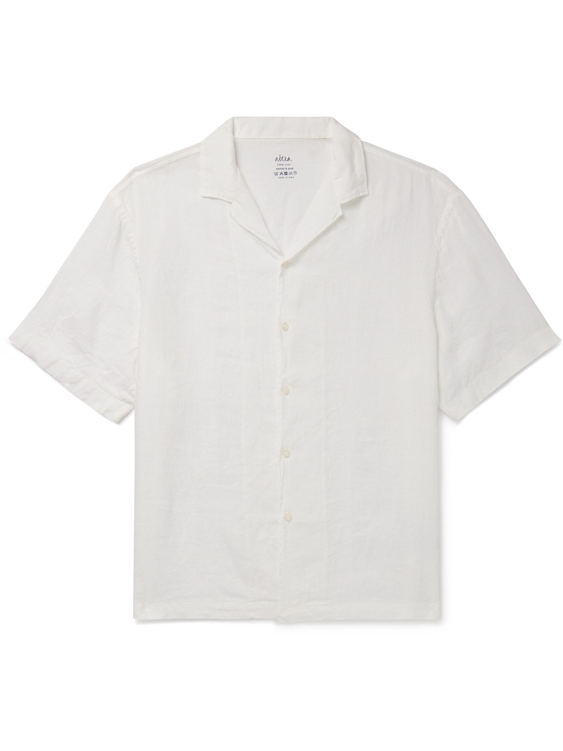 Altea - Bart Camp-Collar Garment-Dyed Linen Shirt - Men - White - S von Altea