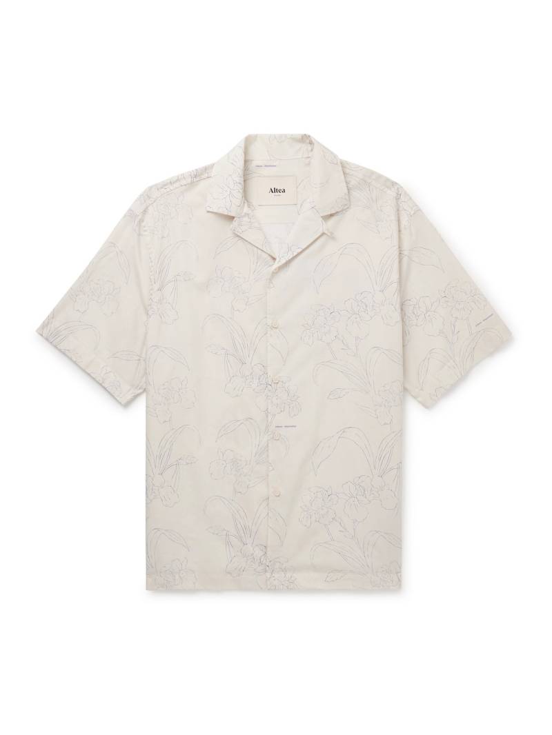 Altea - Bart Slim-Fit Convertible-Collar Floral-Print Cotton-Voile Shirt - Men - Neutrals - XXL von Altea