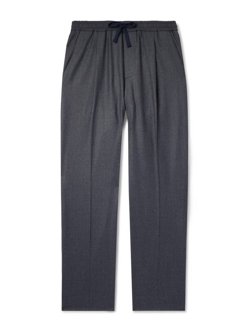 Altea - Jared Straight-Leg Pleated Wool-Blend Flannel Drawstring Trousers - Men - Gray - IT 56 von Altea