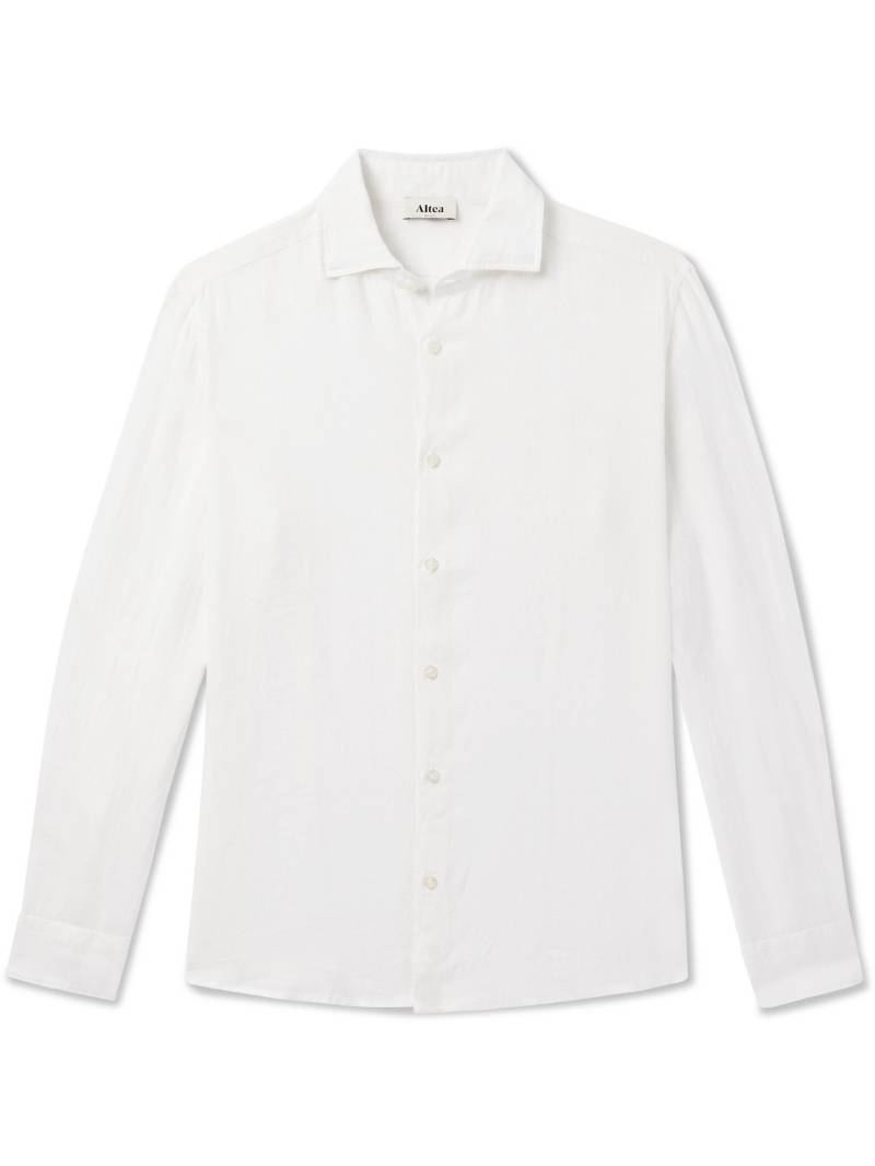 Altea - Mercer Slim-Fit Garment-Dyed Linen Shirt - Men - White - L von Altea