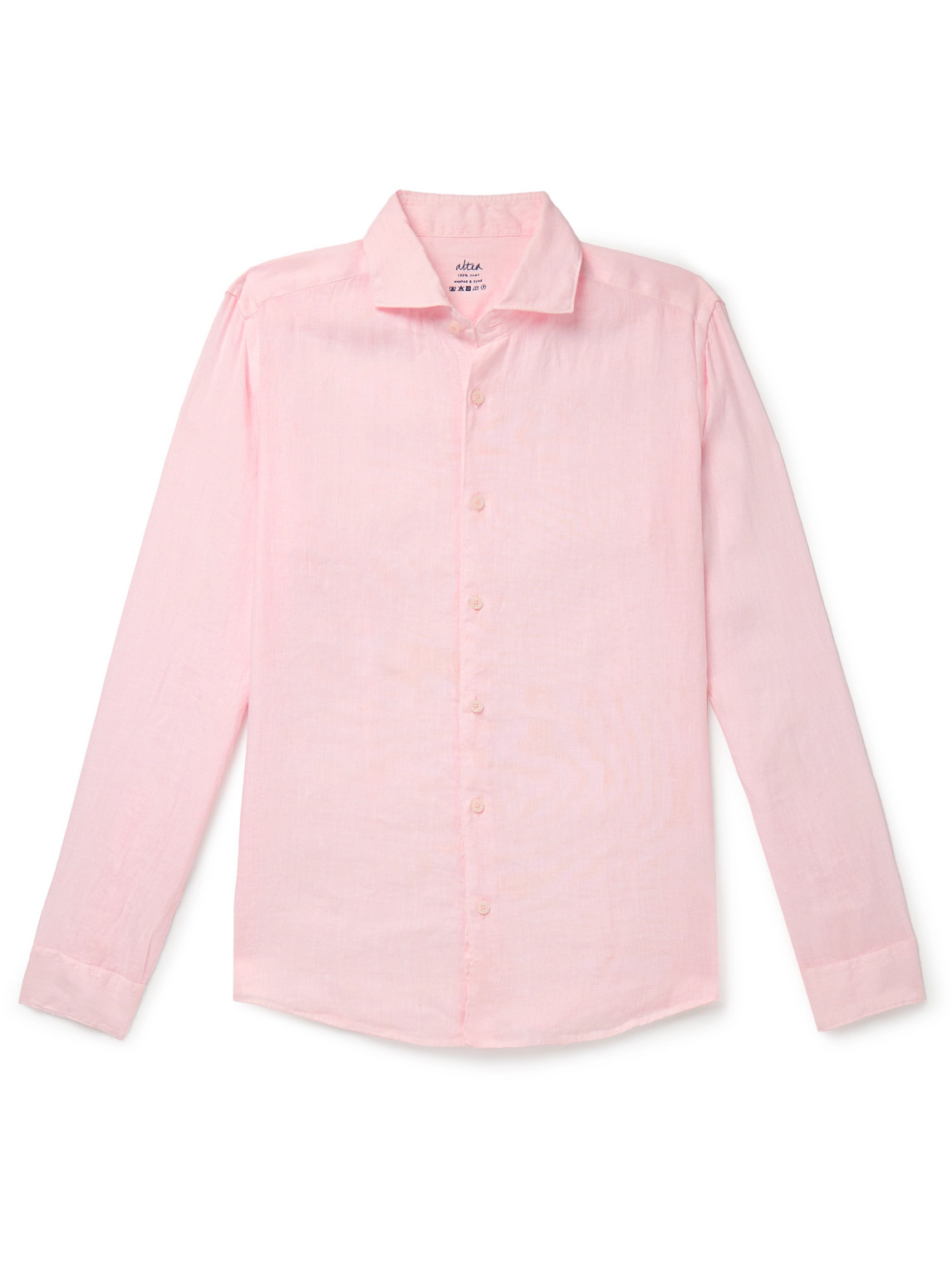 Altea - Mercer Slim-Fit Garment-Dyed Washed-Linen Shirt - Men - Pink - XL von Altea