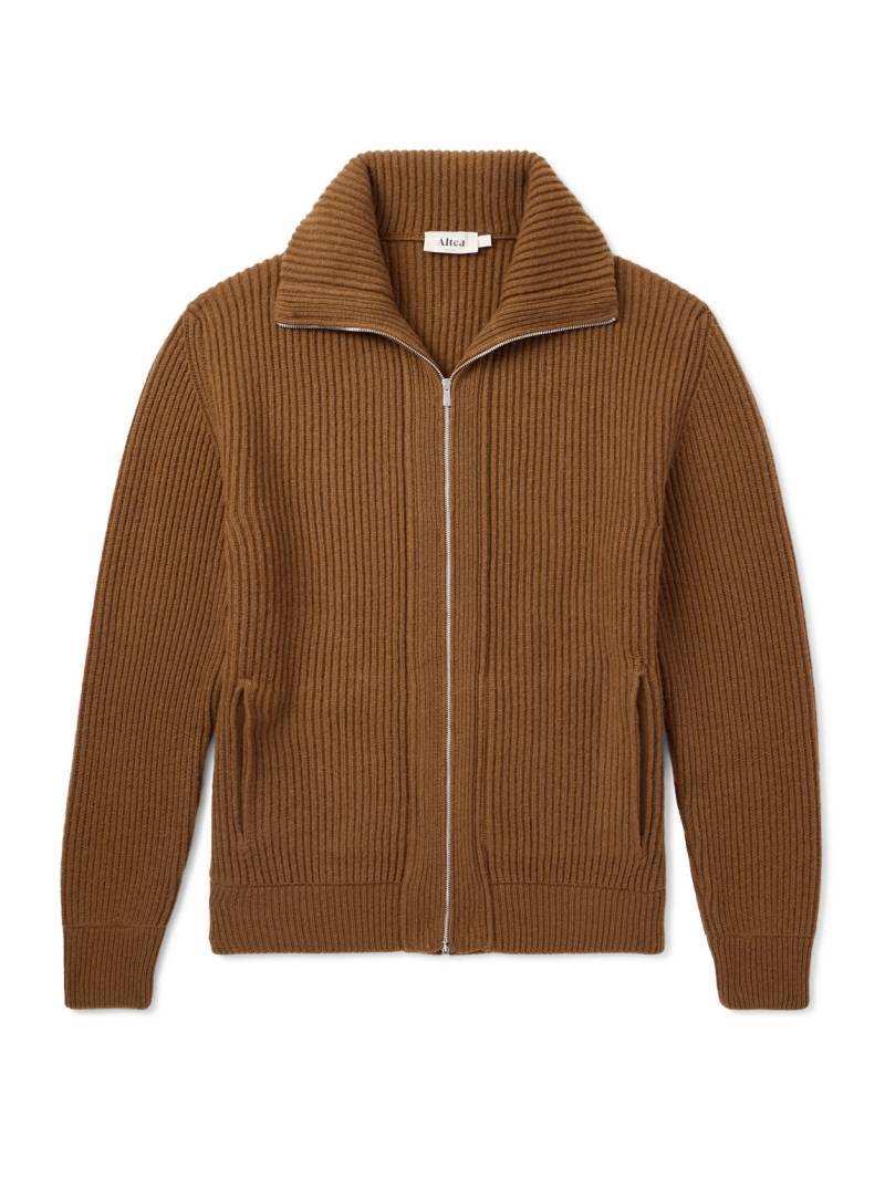 Altea - Ribbed Wool Zip-Up Cardigan - Men - Brown - M von Altea