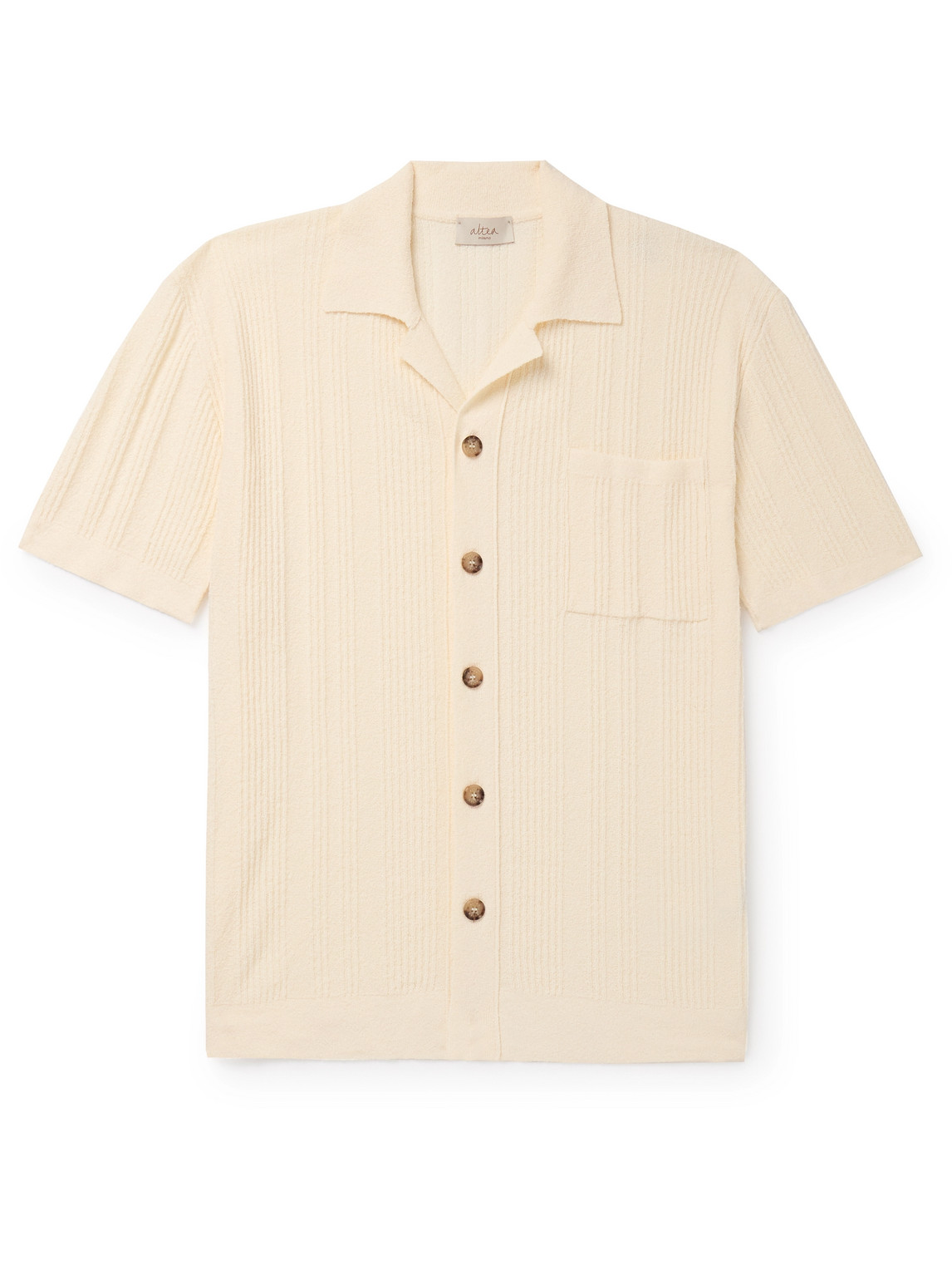 Altea - Slim-Fit Camp-Collar Ribbed Cotton-Blend Terry Shirt - Men - Neutrals - M von Altea