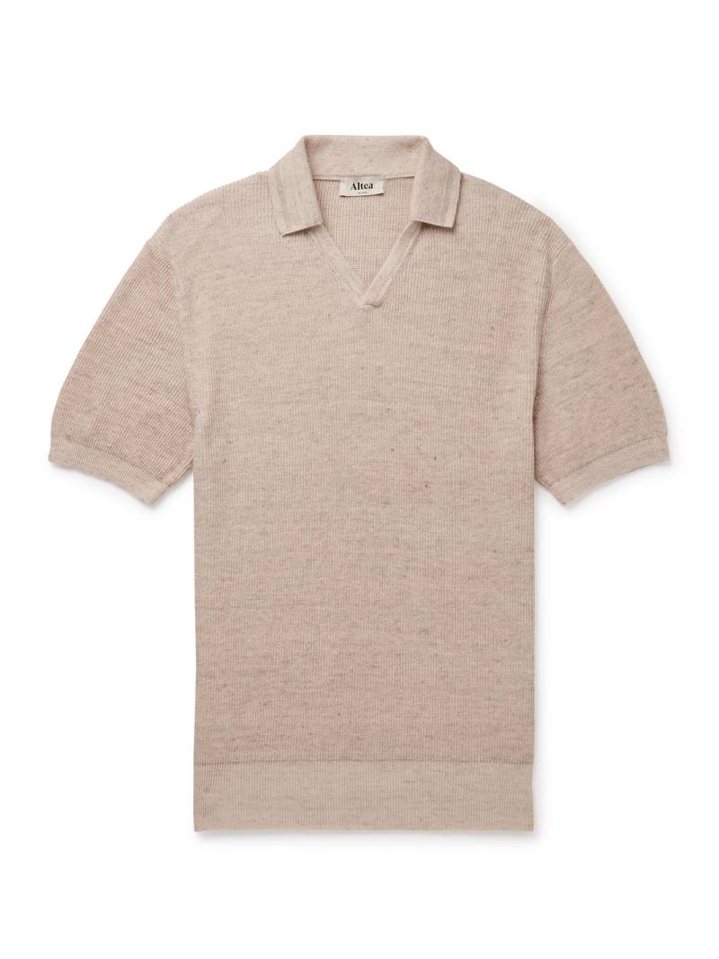 Altea - Slim-Fit Ribbed Linen and Cotton-Blend Polo Shirt - Men - Neutrals - XXL von Altea