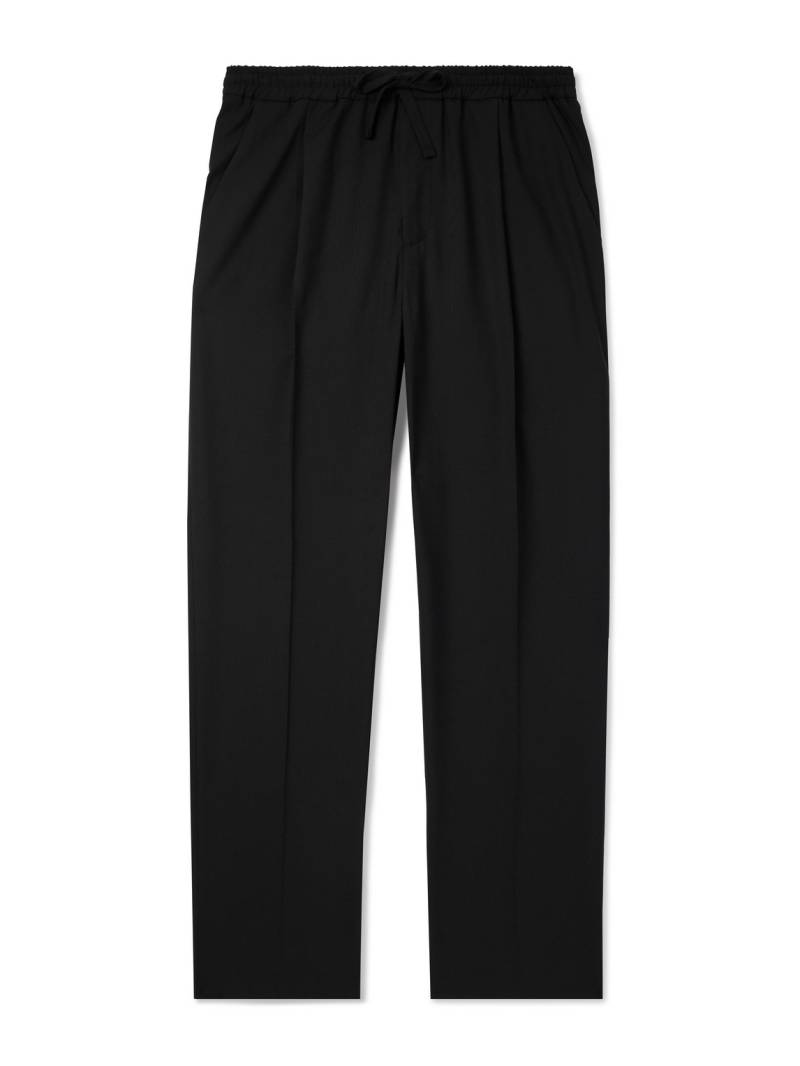 Altea - Straight-Leg Pleated Worsted Wool-Blend Drawstring Trousers - Men - Black - IT 56 von Altea