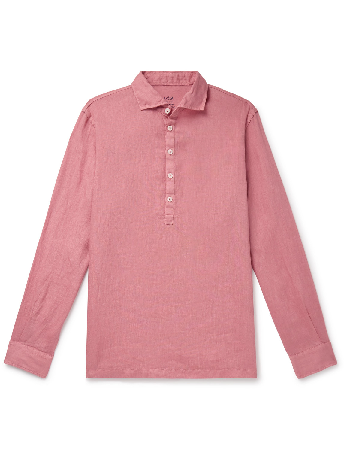 Altea - Tyler Garment-Dyed Linen Half-Placket Shirt - Men - Pink - L von Altea