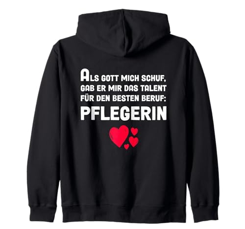 Pflegerin Pflege Jacke Damen mit Spruch Herz Altenpflegerin Kapuzenjacke von Altenpflegerin Krankenpflegerin Pflegerin Geschenk