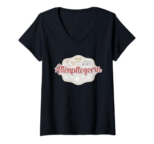 Damen Altenpflege Gadgets Pflegerin Danke Weltbeste Altenpflegerin T-Shirt mit V-Ausschnitt Damen Altenpflege Gadgets Pflegerin Danke Weltbeste Altenpflegerin T-Shirt mit V-Ausschnitt von Altenpflegerin Zubehör und Altenpflege Gadgets