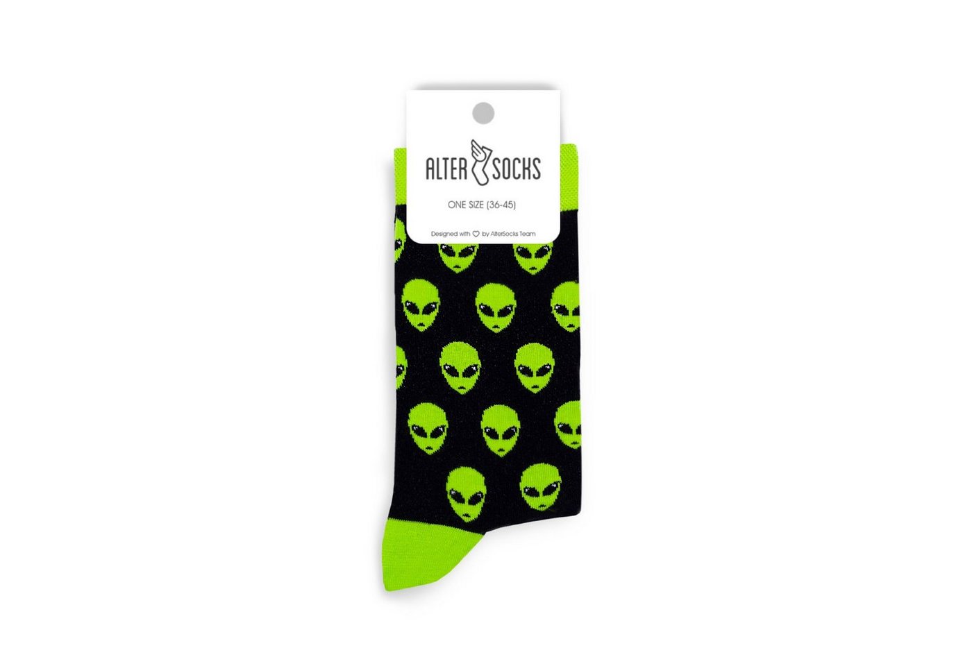 AlterSocks Freizeitsocken Lustige Socken Alien Socken Damen & Herren Unisex Größe 36 – 45 (1 Paar) von AlterSocks