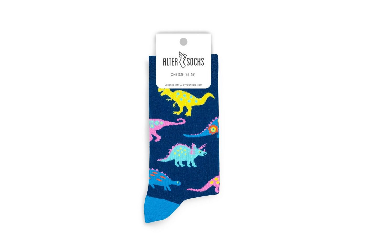 AlterSocks Freizeitsocken Lustige Socken Dino Socken Damen & Herren Unisex Größe 36 – 45 (1 Paar) von AlterSocks