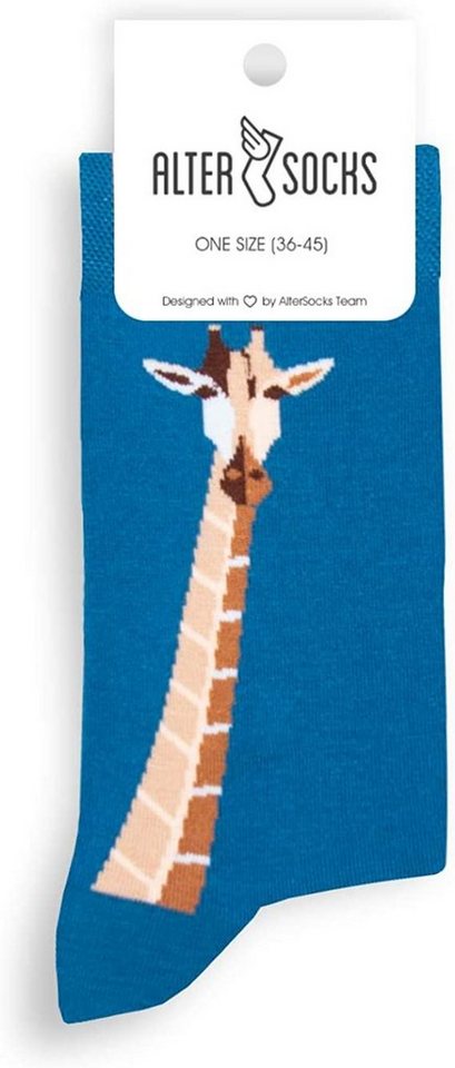 AlterSocks Freizeitsocken Lustige Socken Giraffen Socken Damen & Herren Unisex Größe 36 – 45 (1 Paar) von AlterSocks