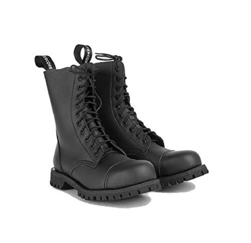 Altercore 551 Kampfstiefel Schwarz Leder Unisex Damen Herren 10 Ösen Militär Heer Punk Stahlkappe Ranger von Altercore