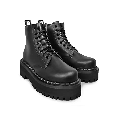 Altercore 653 Kampfstiefel Militär Springerstiefel Herren Schwarz Vegan Stahlkappe 8 Löcher Punk von Altercore