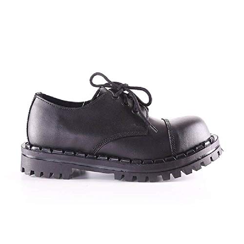 Altercore Schuhe Punk Militär Leder Schwarz Unisex Damen Herren 3 Ösen Militär Armee Stahlkappe Ranger von Altercore