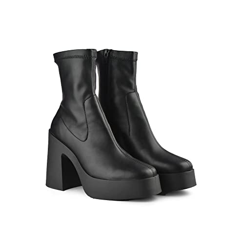 Altercore Victoria Stiefeletten Damen Schwarz Vegan Hacke Hoch Plattform von Altercore