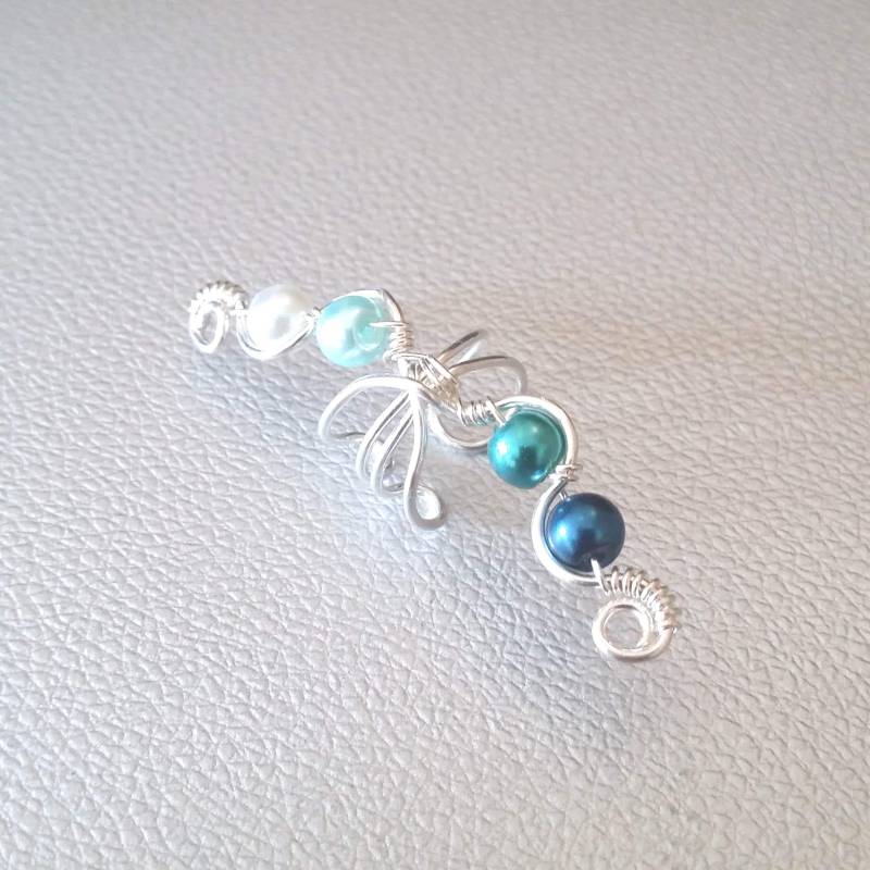 Silber Ohrmanschette Blau Versilbert Aqua Wave Twist Ohr Wickeln von AlteredElegance