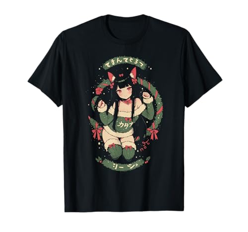 Weihnachten Katze Mädchen Anime Waifu Kawaii Japan Urlaub niedlich T-Shirt von Alternative Christmas Manga Japan Anime Woman co.