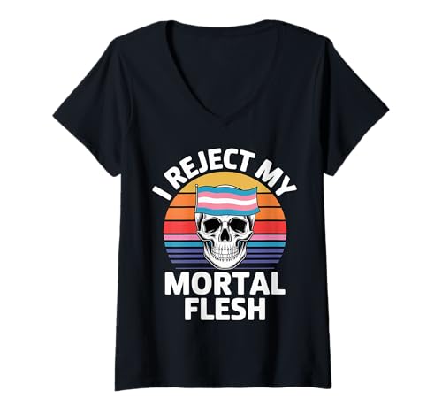 Damen I Reject My Mortal Flesh LGBTQ Queer Ausdruck -------- T-Shirt mit V-Ausschnitt von Alternative Expression von LGBTQ