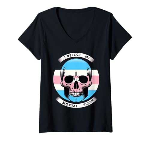 Damen I Reject My Mortal Flesh LGBTQ Queer Ausdruck ||- T-Shirt mit V-Ausschnitt Damen I Reject My Mortal Flesh LGBTQ Queer Ausdruck ||- T-Shirt mit V-Ausschnitt von Alternative Expression von LGBTQ