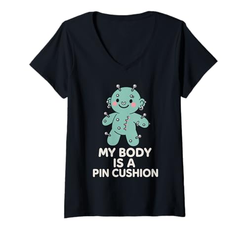 Damen Piercing Addict Body Mod Enthusiast Selbstausdruck Stolz T-Shirt mit V-Ausschnitt von Alternative Fashion Funny Jewelry Collector
