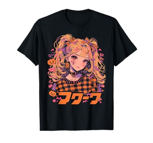 Halloween Kürbis Pastell Anime Girl Waifu Fledermäuse Gruseliges Kawaii T-Shirt von Alternative Halloween Manga Japan Anime Woman co.