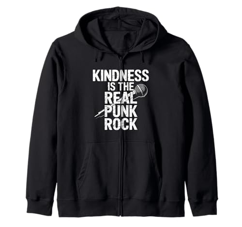 Humorvoller Spruch Kindness is The Real Punk Rock Damen Herren Kapuzenjacke Humorvoller Spruch Kindness is The Real Punk Rock Damen Herren Kapuzenjacke von Alternative Music Rebel Positivity Microphone Vibe