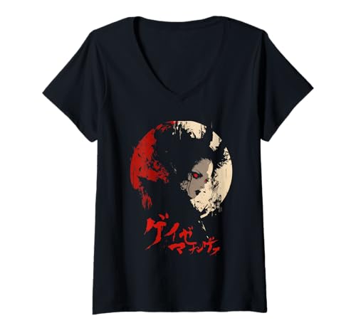 Damen Goth Grunge Dämon Anime Girl Waifu Horror Alt-Ästhetik T-Shirt mit V-Ausschnitt von Alternative Vaporwave Gothic Sad Alt Grunge Woman
