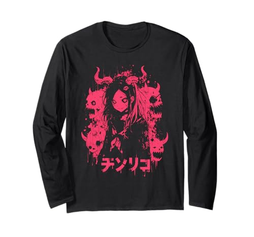 Goth Grunge Dämon Anime Girl Waifu Horror Alt-Ästhetik Langarmshirt von Alternative Vaporwave Gothic Sad Alt Grunge Woman