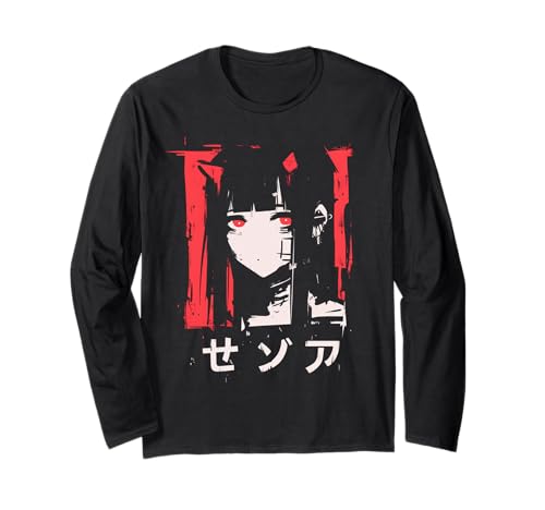 Goth Grunge Dämon Anime Girl Waifu Horror Alt-Ästhetik Langarmshirt von Alternative Vaporwave Gothic Sad Alt Grunge Woman