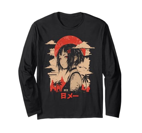 Goth Grunge Dämon Anime Girl Waifu Horror Alt-Ästhetik Langarmshirt von Alternative Vaporwave Gothic Sad Alt Grunge Woman