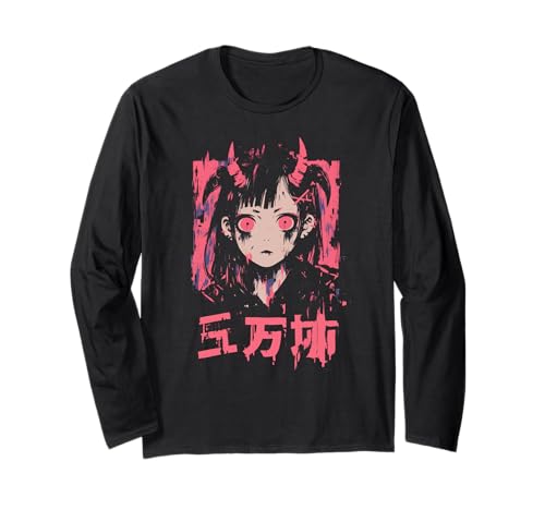 Goth Grunge Dämon Anime Girl Waifu Horror Alt-Ästhetik Langarmshirt von Alternative Vaporwave Gothic Sad Alt Grunge Woman