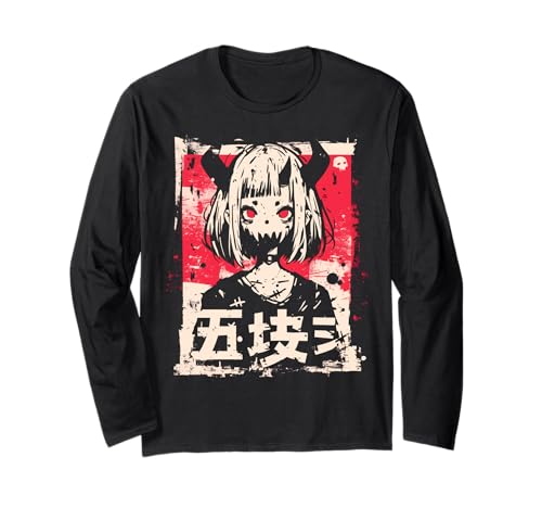 Goth Grunge Dämon Anime Girl Waifu Horror Alt-Ästhetik Langarmshirt von Alternative Vaporwave Gothic Sad Alt Grunge Woman
