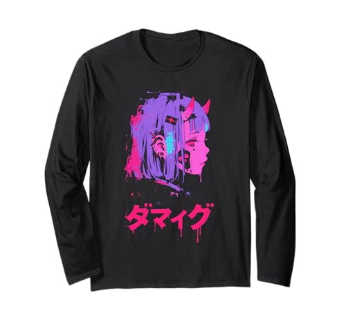 Goth Grunge Dämon Anime Girl Waifu Horror Alt-Ästhetik Langarmshirt von Alternative Vaporwave Gothic Sad Alt Grunge Woman