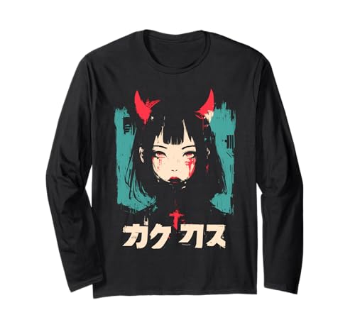 Goth Grunge Dämon Anime Girl Waifu Horror Alt-Ästhetik Langarmshirt von Alternative Vaporwave Gothic Sad Alt Grunge Woman