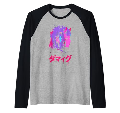 Goth Grunge Dämon Anime Girl Waifu Horror Alt-Ästhetik Raglan von Alternative Vaporwave Gothic Sad Alt Grunge Woman