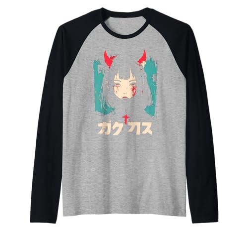 Goth Grunge Dämon Anime Girl Waifu Horror Alt-Ästhetik Raglan von Alternative Vaporwave Gothic Sad Alt Grunge Woman