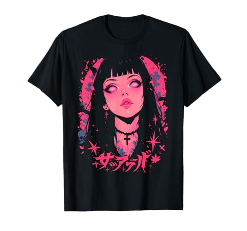 Goth Grunge Dämon Anime Girl Waifu Horror Alt-Ästhetik T-Shirt von Alternative Vaporwave Gothic Sad Alt Grunge Woman