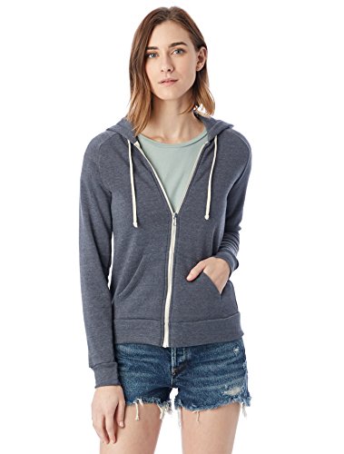 Alternative Damen Adrian Fleece Zip Front Hoodie Sweatshirt - Blau - Medium von Alternative