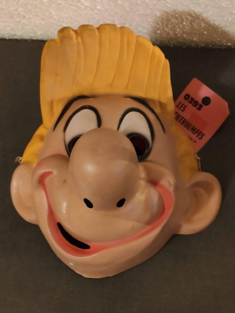Vintage Faschingsmaske Kinder César Les Schtroumpfs Made in France 70Er von AltesundRares